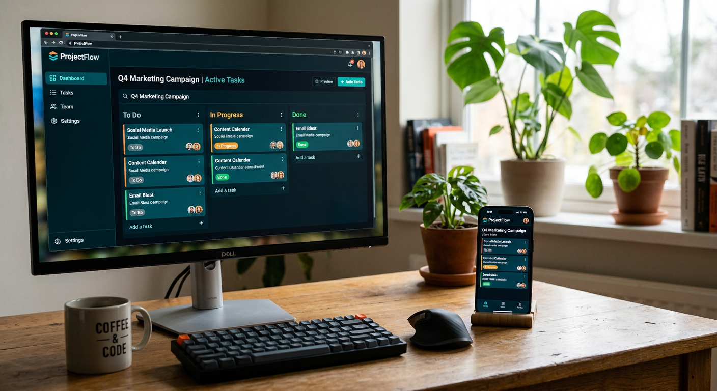 picture of a standalone application running on a desktop and mobile device